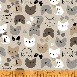 Windham Fabrics Cubby Bear Flannel Kitten Around Tan 52378 3