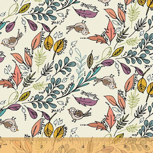 Windham Fabrics Jaye Bird Flying Foliage Ivory 53271-1 IVORY