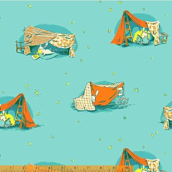 Windham Fabrics Lucky Rabbit Quilt Tent Turquoise 53242-2 TURQUOISE